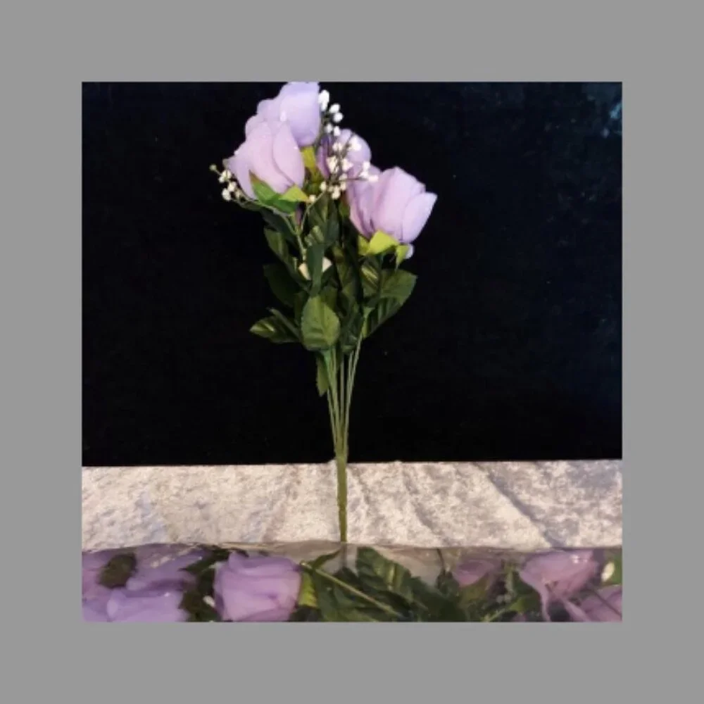 2 Dozen Pack Violet Artificial Roses / Baby's Breath
